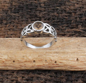 Anillo de Citrino Natural, Chapado en Plata de Ley 925, Corte Redondo, Gema Amarilla, Joyería de Alta Calidad para Mujer, Venta al por Mayor - Product Image 4