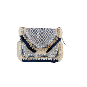 Stylish <b>Mirror</b> Work Embroidery Jute Coin Clutch Bag Handmade Jute <b>Small</b> Purse Ethnic Women Traditional Accessory - Product Image 1