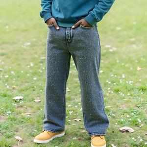 Skinny Fit High Waist <b>Plus</b> <b>Size</b> Women's Jeans Fashionable Retro Trend Diamond Design Straight Leg Jeans with Buttons - Product Image 6