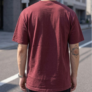 เสื้อยืดโอเวอร์ไซส์สไตล์วินเทจสตรีทแวร์ ผ้าคอตตอน 100% สีแดงเลือดหมู ลายแมงมุมด้านหน้า ตัดเย็บพิเศษ ทรงหลวม ไหล่ตก ไม่เป็นขุย - Product Image 4