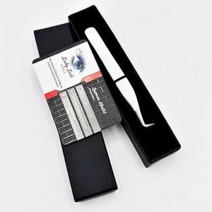 90 Degree Slim Boot <b>Volume</b> Customizable Private White Shine <b>Powder</b> Coated Solid Stainless Steel Eyelash Tweezers Diamond Grip - Product Image 3