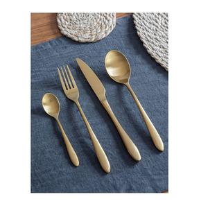 Leaf Design Handle Gold Cutlery set Brass Finish with Designed Handle Modern Luxury <b>Flatware</b> - Product Image 3