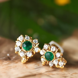 18K Gold Plated Steel Fashion Jewelry Set with Zircon Earrings - Product Image 3