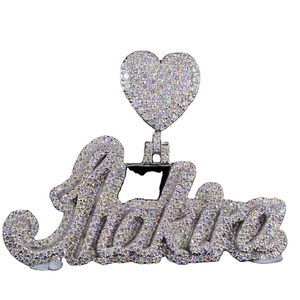 Joyería de rapero para hombre, colgante de diamante de moissanita de Plata de Ley 925, cierre de corazón, colgante de letra de nombre personalizado - Product Image 1