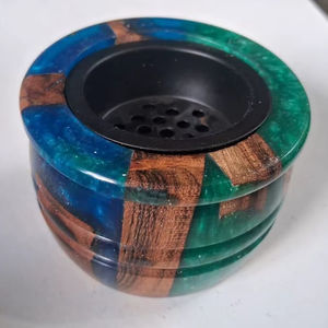 Brûleur à Bakhoor en bois et résine, brûleur à Bukhoor en bois pour cadeau de mariage, brûleur à encens électrique Bakhoor d'Inde, artisanat fait main - Product Image 1