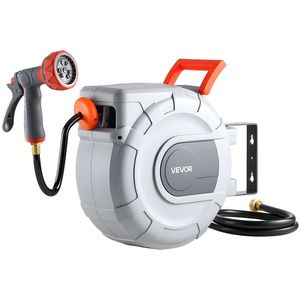 Avvolgitubo da Giardino Retrattile 30m Montaggio a Parete Materiale PP Ugello Spruzzatore a 9 Funzioni Staffa Girevole a 180 Gradi - Product Image 1
