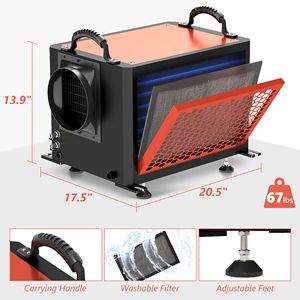 110 Pints Commercial Grade Metal <b>Dehumidifier</b> for Basement Warehouse 220v Industrial Crawl Space Unit with Drain Hose - Product Image 3
