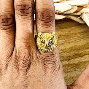 Antique Design Owl <b>Ring</b> Boho Brass <b>Rings</b> <b>Men</b> 18k Gold Plated Animal Design Gothic Chunky Amethyst Jewelry <b>for</b> Wholesale/OEM/ODM - Product Image 6