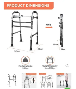 Height Adjustable Light Weight Foldable <b>Walker</b> Blue Silver <b>Frame</b> Home Use Manual Mobility Aid with 120kg Capacity - Product Image 4