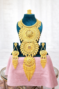 Dubai Vintage Style Red <b>Beaded</b> 24K Gold Plated Copper Flower Design Fashion Jewelry <b>Set</b> Weddings Parties Gifts - Product Image 4