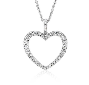 <b>Heart</b> <b>Shape</b> Cubic Zirconia Pendant Necklace Rhodium Plated Stainless Steel <b>Box</b> Chain Women's Romantic Everyday Wearing Jewelry - Product Image 1