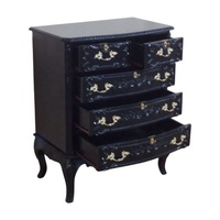 Tiroirs Tallboy en bois de style français en noir peint Commode antique conçue pour les ensembles de meubles de chambre à coucher de style européen