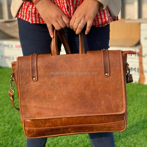 Bolso bandolera Vintage de cuero hecho a mano, bandolera de oficina, maletín para ordenador portátil, bolso universitario para hombre y mujer - Product Image 3