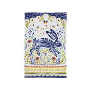 ดอกไม้ป่าหลากสีปักยอดนิยมส่งเสริมการขายผ้าฝ้ายอินทรีย์ 100% ได้รับการรับรองในสต็อกผ้าขนหนูชาสําหรับขาย - Product Image 4