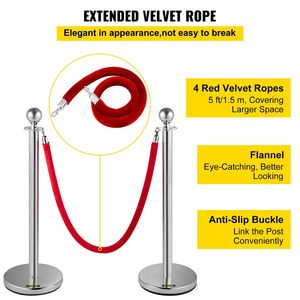 Set di montanti per controllo della folla in 8 pezzi con corda di velluto rosso 5 Ft/1.5 m facile da montare con robusta Base in metallo - Product Image 4