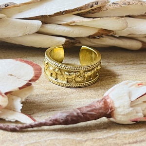 Luxury Design <b>Elephant</b> Ring Tribal Brass Band For Women 18k Gold Plated Boho Animal Wide Open Band Ring For Wholesale/OEM/ODM - Product Image 1