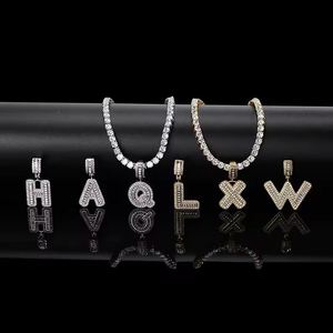 Personalized Initials Necklace for Men Iced Out Round Cut Moissanite Hip Hop Style 925 Silver Name Pendant Custom - Product Image 2
