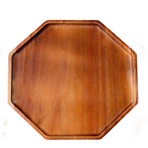 Lot de 2 plateaux en bois d'acacia pour fruits, snacks, pizzas, plats chauds, plateaux décoratifs en bois pour la cuisine et le comptoir - Product Image 2