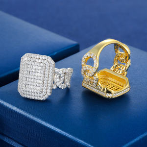 Bague en or blanc pour homme avec diamants taille baguette, luxe, usage quotidien, couleur G, pierre naturelle - Product Image 3