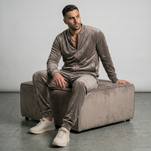 <b>Men</b> <b>Thermal</b> Velvet Tracksuit Set Zip up Hoodie Jogger Pants Soft Velour Streetwear Casual Outfit 100% Polyester - Product Image 2