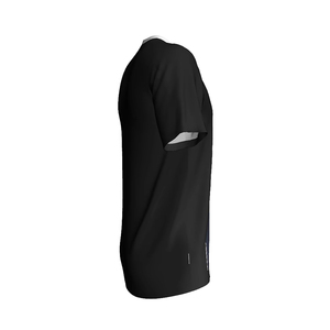 Maillot de football personnalisé pour homme, col en V, coloris contrastés noir et corail, manches courtes, tissu polyester anti-humidité - Product Image 4