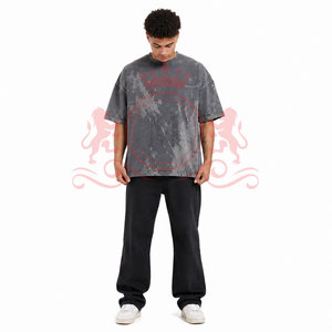Camiseta Casual de Algodón Suave con Hombros Caídos, Efecto Desgastado por el Sol, Corte Holgado Moderno y Acabado Lavado con Estilo - Product Image 3