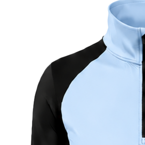 Women Quarter Zip Athletic <b>Top</b> Baby Blue Long Sleeve Fitted Sports Training Shirt High Collar <b>Thumbhole</b> Performance Activewear - Product Image 6