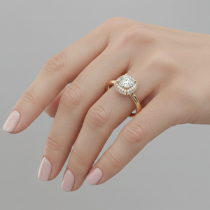 Anillo de compromiso Stonewels con diamante cultivado en laboratorio, halo, oro rosa de 14K, corte cojín vintage, engaste de púas certificado, joyería personalizada - Product Image 6