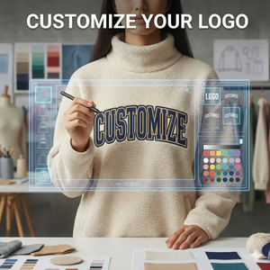 Stylish Women Oversized <b>Long</b> <b>Sweatshirt</b> Mock Neck Front Breathable Fleece Fabric Warm Comfortable Relaxed Winter Street Fashion - Product Image 3