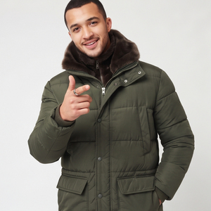 Winter Long Padded Puffer Jacket High Quality Quilted Outdoor Long Puffer <b>Coat</b> <b>Men's</b> Faux <b>Fur</b> Stand Collar Long Puffer Jackets - Product Image 5