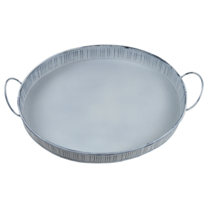 Bandeja Redonda para Servir con Asa de Madera, Diseño Metálico, para Hogar y Hotel, a un Precio Muy Competitivo - Product Image 2