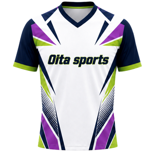 Manufacturer Custom White Purple Green Sublimated Volleyball Jersey Short Sleeve Sports Uniform Shirt Team Training Apparel - Product Image 1