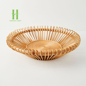 Best Selling Customizable Eco-Friendly Boho Rattan Tray Basket Bowl Storage Serving Food <b>Container</b> Made in Vietnam Factory HNH - Product Image 2