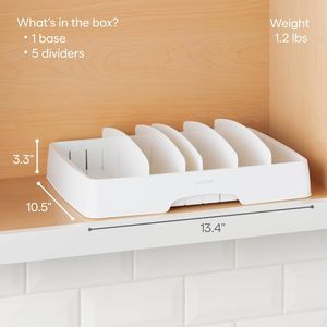 StoraLid Organizzatore per Contenitori Alimentari con Coperchio per Armadietti da Cucina, 5 Divisori Regolabili, 10.5 D 13.4 L 3.3 H - Product Image 3