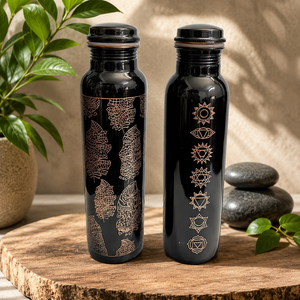 Black Copper <b>Water</b> <b>Bottle</b> with Floral etching copper <b>bottle</b> Oriental pattern drinkware Large capacity <b>water</b> <b>bottle</b> Portable <b>gym</b> - Product Image 2