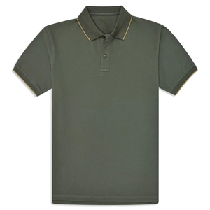 เสื้อโปโลแขนสั้นสีเขียวสำหรับผู้ชาย สีพื้น ผ้าถัก สไตล์ลำลอง ทรงปกติ - Product Image 4