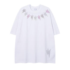 T-shirts classiques à col rond vierges et unis avec motifs thermocollants en strass pour hommes et femmes - Product Image 6