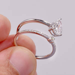 Anillo de Compromiso de Plata de Ley 925 con Circonita Cúbica en Forma de Pera de 1.50 CT, Anillo de Boda con Incrustaciones de Diamantes, Regalo para Mujer - Product Image 3