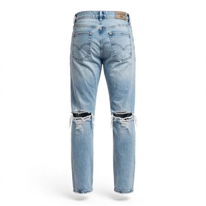 Jeans en denim délavé pour homme, coupe droite, taille mi-haute, en coton, décontracté, séchage rapide, écologique, respirant, avec poches, personnalisable - Product Image 6