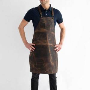 Delantal de Cuero de Grano Completo con Acabado Encerado Rústico, Correa de Hombro Ajustable, Bolsillo Grande, para Hombre Adulto, Casual, para las Cuatro Estaciones - Product Image 5