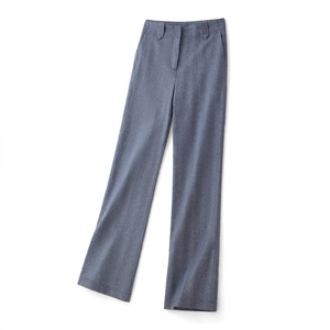 Pantalon large gris taille haute personnalisé avec logo pour femme, pantalon de costume formel pour bureau - Product Image 3