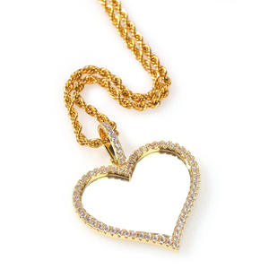 Custom <b>Memory</b> Photo Necklace Personalized Family Lover Photos Iced Out Lab Diamond Heart Shape Pendant Hip Hop Picture Necklace - Product Image 3