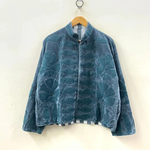 Women Velvet Suzani Embroidered Jacket Handmade Vintage Winter Fashion <b>Coat</b> Winter Knitted Short <b>Coat</b> - Product Image 1
