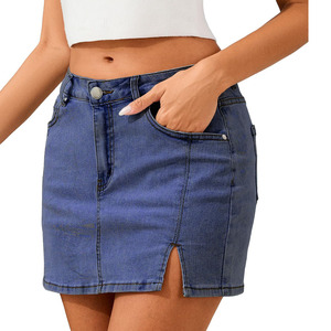 Jupe en jean mi-longue Y2K personnalisée pour femme, taille haute, délavée, avec poches, style streetwear, mode décontractée automne-hiver - Product Image 3
