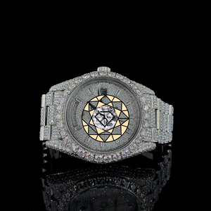 นาฬิกาหรูหราประดับเพชรโมอิสซาไนต์เต็มหน้าปัด สายเงิน นาฬิกาควอตซ์แบบ Iced Out สไตล์ฮิปฮอปสั่งทำพิเศษ นาฬิกาข้อมือสุดหรู ของขวัญสุดพิเศษ - Product Image 3