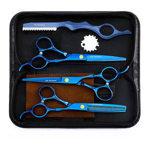 Hair Cutting Scissors Sets Stainless Steel Hairdressing Blue beauty instruments Salon Thinning Scissors Straight <b>Shears</b> <b>Tools</b> - Product Image 1