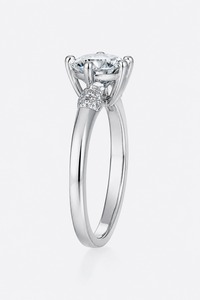Anillo de Compromiso de Diamantes Redondos con Baño de Rodio en Oro de 14K de Calidad Premium con Engaste de Garras para Mujer, Aniversario de Bodas - Product Image 2
