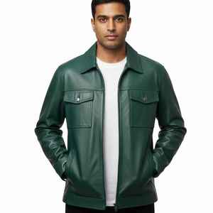 <b>Warm</b> Men Leather Jacket Thick Durable Soft Comfortable Fashion Outerwear for Motorcycle and Casual Wear Men Leather Jackets - Product Image 2