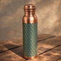 Bouteille d'eau en cuivre, motif hexagonal turquoise, réutilisable, écologique, unisexe, pour la randonnée et le camping en plein air, maintien thermique 12-24 heures