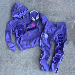 Custom Men Tracksuit Set Oversized Casual Streetwear <b>Distressed</b> Full Zip DTG Plus Size Winter Fashion Printed Hooded Reversible - Product Image 5